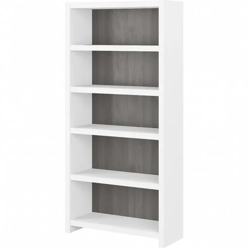 Bush Business Furniture Bookcases<Echo 5 Shelf Bookcase, Pure White/Modern Gray (KI60504-03)