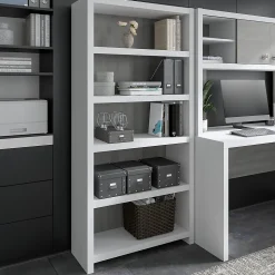 Bush Business Furniture Bookcases<Echo 5 Shelf Bookcase, Pure White/Modern Gray (KI60504-03)