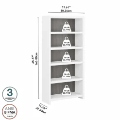 Bush Business Furniture Bookcases<Echo 5 Shelf Bookcase, Pure White/Modern Gray (KI60504-03)