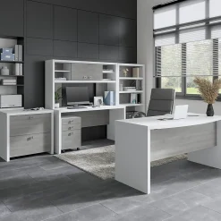 Bush Business Furniture Bookcases<Echo 5 Shelf Bookcase, Pure White/Modern Gray (KI60504-03)