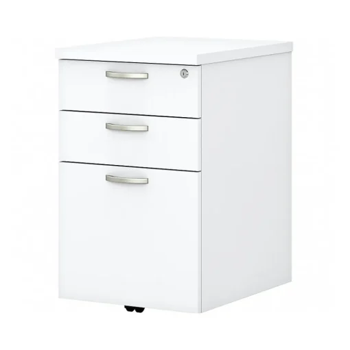 Bush Business Furniture File Cabinets<Easy Office 3-Drawer Mobile Vertical File Cabinet, Letter/Legal Size, Lockable, Pure White (EOF116WH-03)