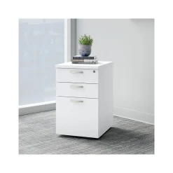 Bush Business Furniture File Cabinets<Easy Office 3-Drawer Mobile Vertical File Cabinet, Letter/Legal Size, Lockable, Pure White (EOF116WH-03)