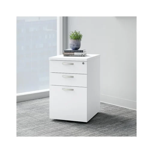 Bush Business Furniture File Cabinets<Easy Office 3-Drawer Mobile Vertical File Cabinet, Letter/Legal Size, Lockable, Pure White (EOF116WH-03)