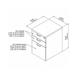 Bush Business Furniture File Cabinets<Easy Office 3-Drawer Mobile Vertical File Cabinet, Letter/Legal Size, Lockable, Pure White (EOF116WH-03)