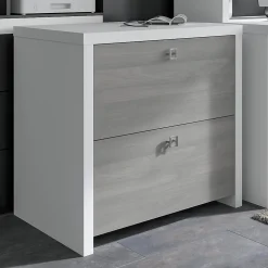 Bush Business Furniture File Cabinets<Echo 2 Drawer Lateral File Cabinet, Pure White/Modern Gray (KI60502-03)