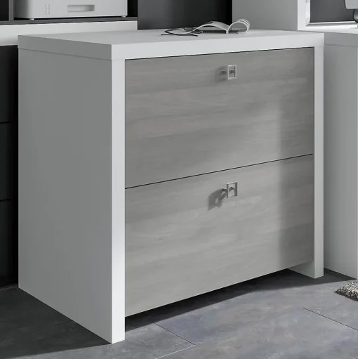 Bush Business Furniture File Cabinets<Echo 2 Drawer Lateral File Cabinet, Pure White/Modern Gray (KI60502-03)