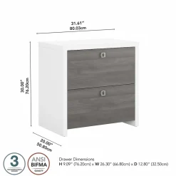 Bush Business Furniture File Cabinets<Echo 2 Drawer Lateral File Cabinet, Pure White/Modern Gray (KI60502-03)