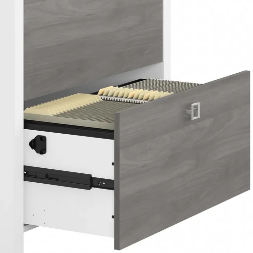 Bush Business Furniture File Cabinets<Echo 2 Drawer Lateral File Cabinet, Pure White/Modern Gray (KI60502-03)