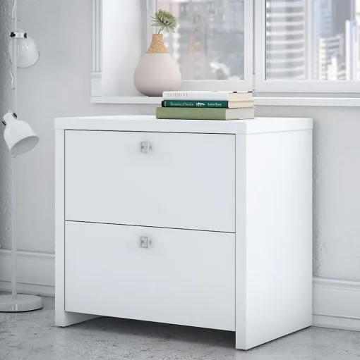 Bush Business Furniture File Cabinets<Echo Lateral File Cabinet, Pure White (KI60102-03)