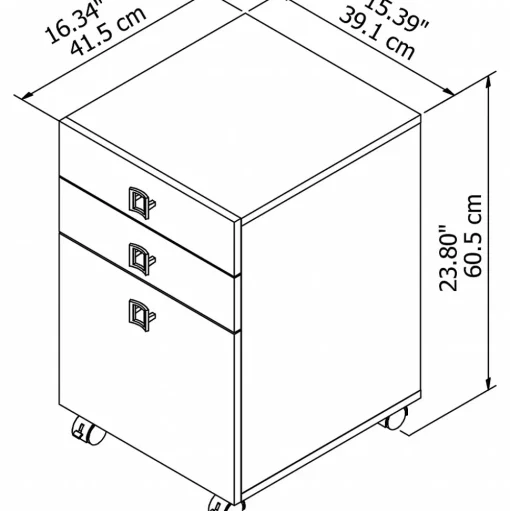 Bush Business Furniture File Cabinets<Echo 3 Drawer Mobile File Cabinet, Gray Sand (KI60201-03)