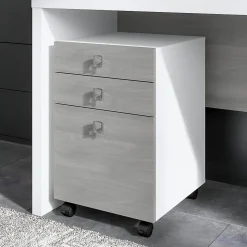 Bush Business Furniture File Cabinets<Echo 3 Drawer Mobile File Cabinet, Pure White/Modern Gray (KI60501-03)