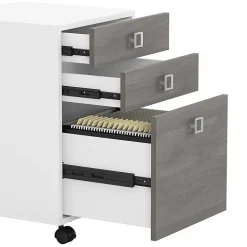 Bush Business Furniture File Cabinets<Echo 3 Drawer Mobile File Cabinet, Pure White/Modern Gray (KI60501-03)