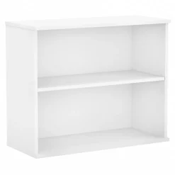 Bush Business Furniture Bookcases<29"H 2-Shelf Bookcase with Adjustable Shelf, White (BK3036WH)