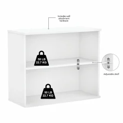 Bush Business Furniture Bookcases<29"H 2-Shelf Bookcase with Adjustable Shelf, White (BK3036WH)