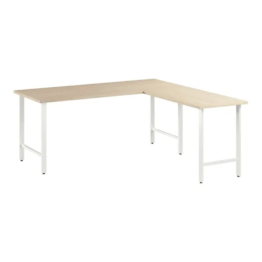 Bush Business Furniture Office Desks<Hustle 72"W L Shaped Computer Desk with Metal Legs, Natural Elm (HUS001NE)