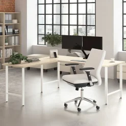 Bush Business Furniture Office Desks<Hustle 72"W L Shaped Computer Desk with Metal Legs, Natural Elm (HUS001NE)