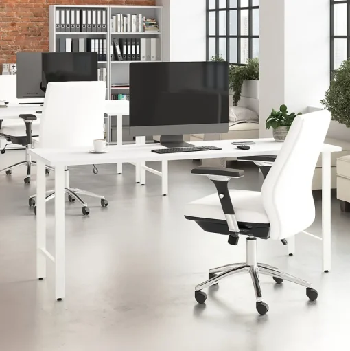 Bush Business Furniture Office Desks<Hustle 72"W Computer Desk with Metal Legs, White (HUD172WH)