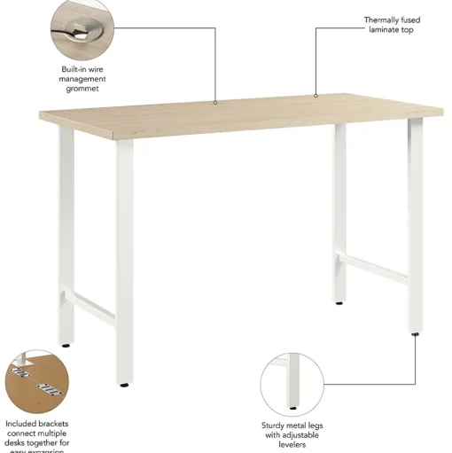 Bush Business Furniture Office Desks<Hustle 48"W Computer Desk with Metal Legs, Natural Elm (HUD148NE)