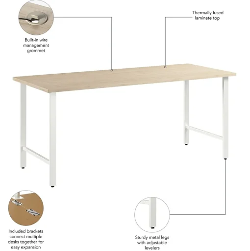 Bush Business Furniture Office Desks<Hustle 72"W Computer Desk with Metal Legs, Natural Elm (HUD272NE)