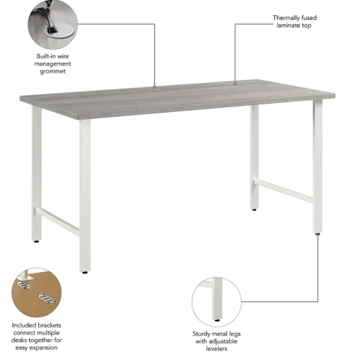 Bush Business Furniture Office Desks<Hustle 60"W Computer Desk with Metal Legs, Platinum Gray (HUD160PG)