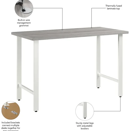 Bush Business Furniture Office Desks<Hustle 48"W Computer Desk with Metal Legs, Platinum Gray (HUD148PG)