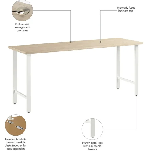 Bush Business Furniture Office Desks<Hustle 72"W Computer Desk with Metal Legs, Natural Elm (HUD172NE)