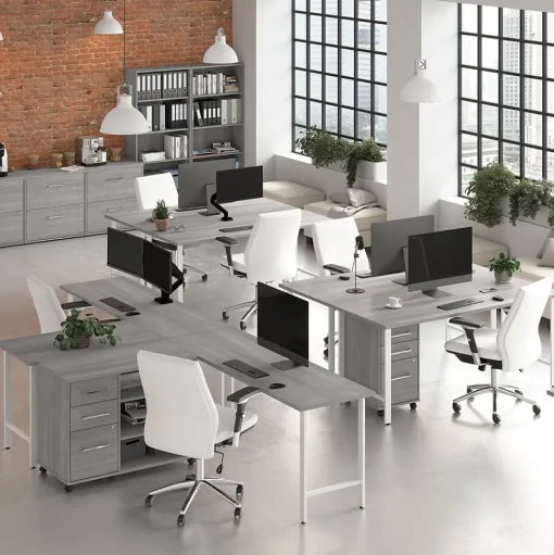 Bush Business Furniture Office Desks<Hustle 72"W Computer Desk with Metal Legs, Platinum Gray (HUD172PG)