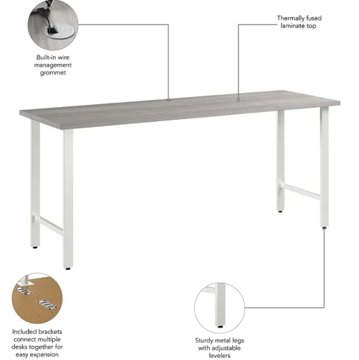Bush Business Furniture Office Desks<Hustle 72"W Computer Desk with Metal Legs, Platinum Gray (HUD172PG)