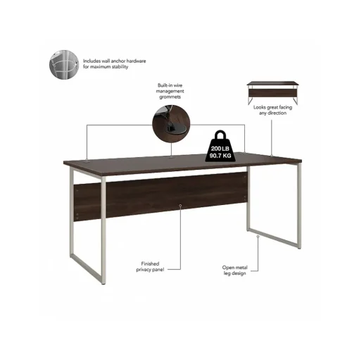 Bush Business Furniture Office Desks<Hybrid 72"W Computer Table Desk with Metal Legs, (HYD172BW)
