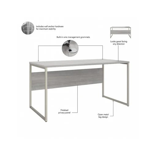 Bush Business Furniture Office Desks<Hybrid 60"W Computer Table Desk with Metal Legs, (HYD360PG)