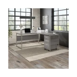 Bush Business Furniture Office Desks<Hybrid 60"W Computer Table Desk with Metal Legs, (HYD360PG)