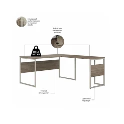 Bush Business Furniture Office Desks<Hybrid 60"W L Shaped Table Desk with Mobile File Cabinet, (HYB029MHSU)