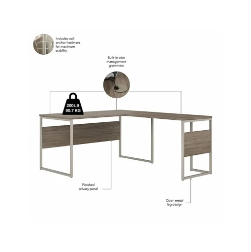 Bush Business Furniture Office Desks<Hybrid 60"W L Shaped Table Desk with Mobile File Cabinet, (HYB029MHSU)