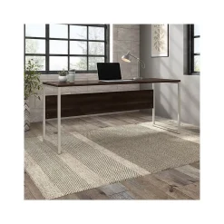 Bush Business Furniture Computer Desks<Hybrid 72"W Computer Table Desk with Metal Legs, Black Walnut (HYD272BW)