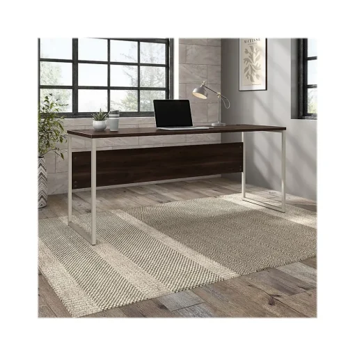 Bush Business Furniture Computer Desks<Hybrid 72"W Computer Table Desk with Metal Legs, Black Walnut (HYD272BW)