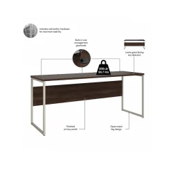 Bush Business Furniture Computer Desks<Hybrid 72"W Computer Table Desk with Metal Legs, Black Walnut (HYD272BW)