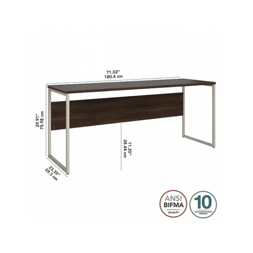 Bush Business Furniture Computer Desks<Hybrid 72"W Computer Table Desk with Metal Legs, Black Walnut (HYD272BW)