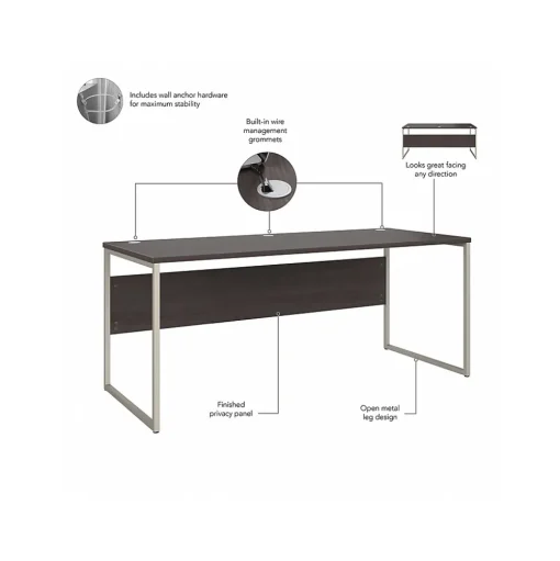 Bush Business Furniture Computer Desks<Hybrid 72"W Computer Table Desk with Metal Legs, (HYD373SG)