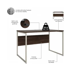 Bush Business Furniture Computer Desks<Hybrid 48"W Computer Table Desk with Metal Legs, Black Walnut (HYD248BW)