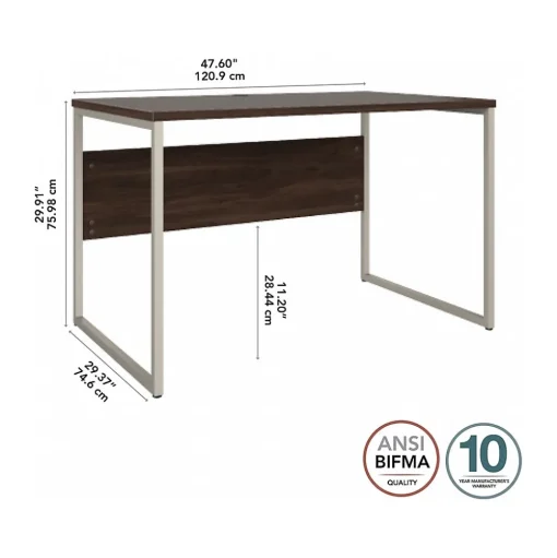 Bush Business Furniture Computer Desks<Hybrid 48"W Computer Table Desk with Metal Legs, Black Walnut (HYD248BW)