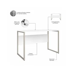 Bush Business Furniture Computer Desks<Hybrid 48"W Computer Table Desk with Metal Legs, (HYD148WH)