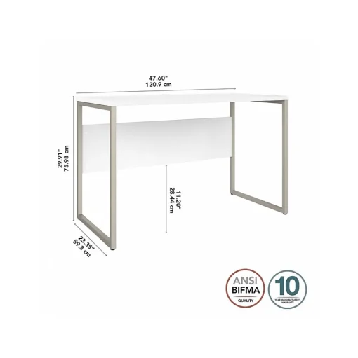 Bush Business Furniture Computer Desks<Hybrid 48"W Computer Table Desk with Metal Legs, (HYD148WH)