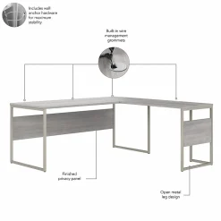Bush Business Furniture L-Desks<Hybrid 72"W L Shaped Table Desk with Metal Legs, (HYB026PG)