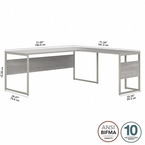 Bush Business Furniture L-Desks<Hybrid 72"W L Shaped Table Desk with Metal Legs, (HYB026PG)