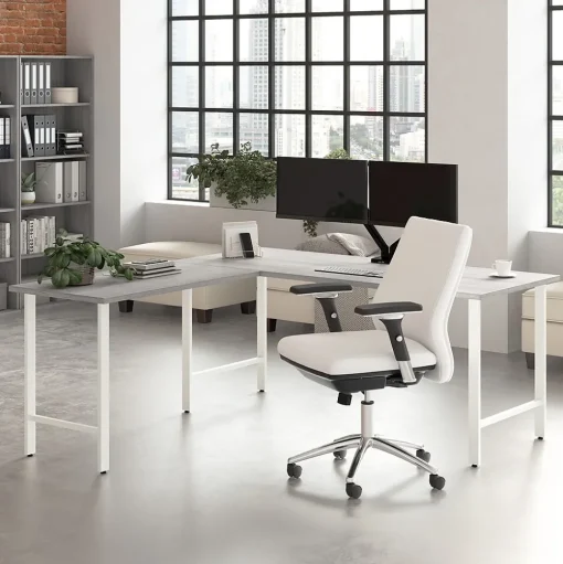 Bush Business Furniture L-Desks<Hustle 72"W L Shaped Computer Desk with Metal Legs, Platinum Gray (HUS001PG)