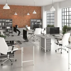 Bush Business Furniture L-Desks<Hustle 72"W L Shaped Computer Desk with Metal Legs, Platinum Gray (HUS001PG)