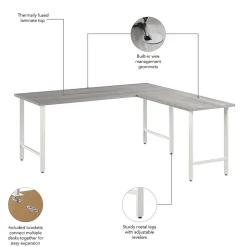 Bush Business Furniture L-Desks<Hustle 72"W L Shaped Computer Desk with Metal Legs, Platinum Gray (HUS001PG)