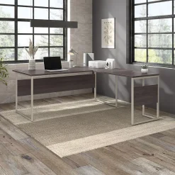 Bush Business Furniture L-Desks<Hybrid 72"W L Shaped Table Desk with Metal Legs, (HYB025SG)