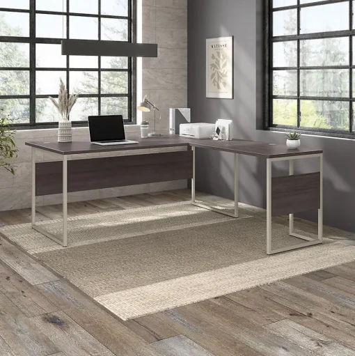 Bush Business Furniture L-Desks<Hybrid 72"W L Shaped Table Desk with Metal Legs, (HYB025SG)