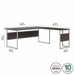 Bush Business Furniture L-Desks<Hybrid 72"W L Shaped Table Desk with Metal Legs, (HYB025SG)